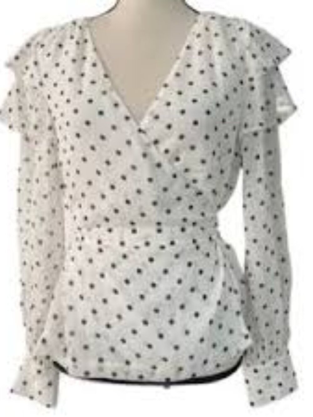 Club Monaco Black and White Polka-Dot Blouse, Size XS